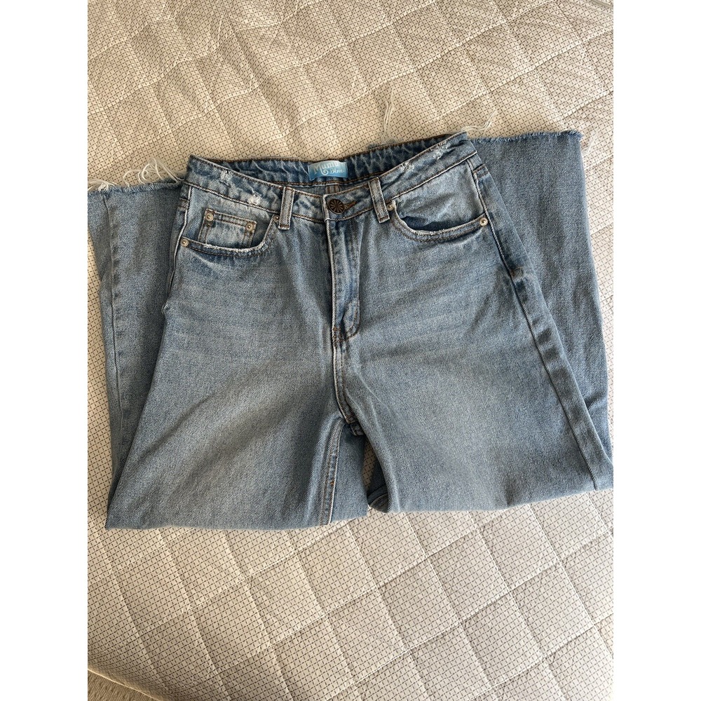 MuMu Jeans Women's High Rise Wide Leg Cropped Distressed Raw Hem Size XS